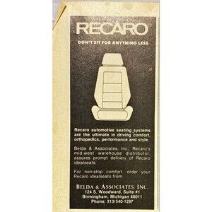 Beeda & Associates Recaro Automotive Seating Systems" Vintage Print Ad 1983